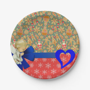 Assiettes en Papier de Noël, Ange Joyeux Noël
