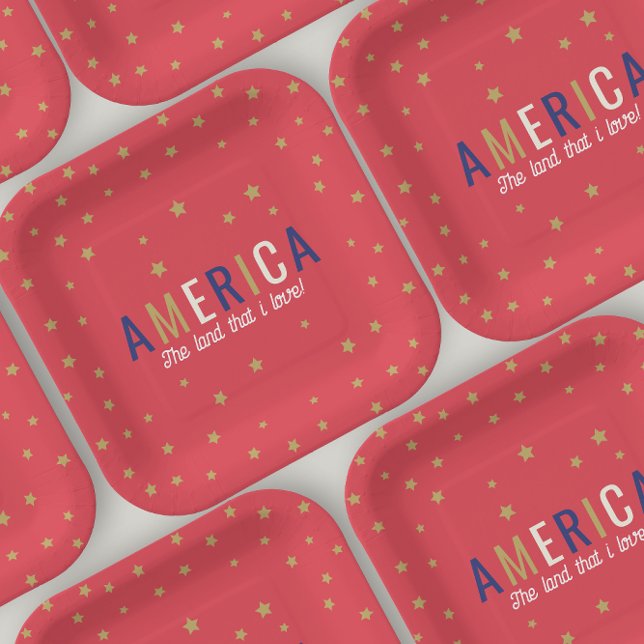 Assiettes en papier décorées pour le 4 juillet Ame (Créateur téléchargé)