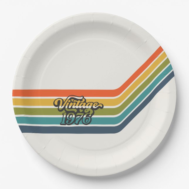 Assiettes en papier design Rétro Vintage 1976 (Devant)