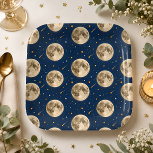 Assiettes en Papier Deux pour la Lune Fête d'anniv