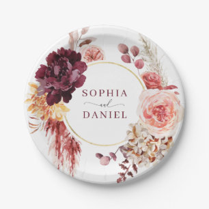 Assiettes en papier d'herbe des Pampas Boho Lush