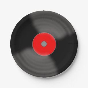 Assiettes en Papier Disque Vinyle Rétro Musique de