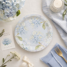 Assiettes en Papier Élégante Hortensia Bleu
