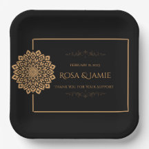 Assiettes en Papier Élégantes Noir et Or pour la F