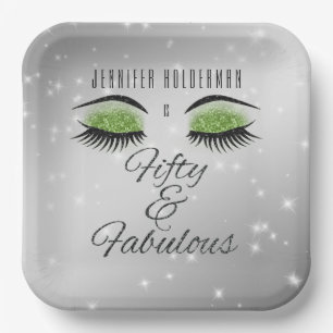 Assiettes en papier Fabulux 50 Noir et Vert Glam E