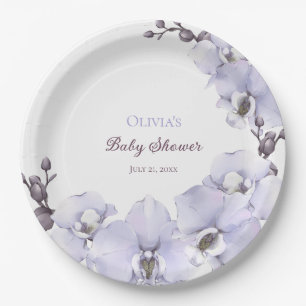 Assiettes en papier Fête bébé Orchidée Lavande - F