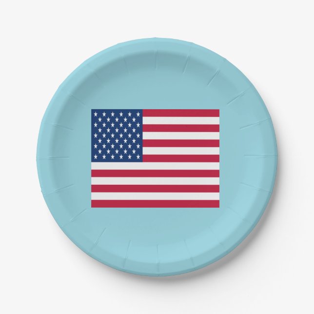 Assiettes en papier Fête patriotique Drapeau améri (Devant)