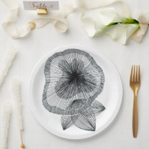 Assiettes en papier Fleur d'art radial abstrait