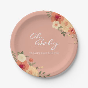 Assiettes en papier Fleurs de Pêche Modernes Oh Ba