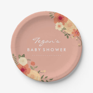 Assiettes en papier Fleurs de Pêcher Moderne pour 