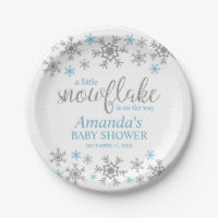 Assiettes en papier Flocon de neige bleu pour Baby