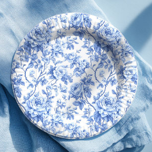 Assiettes en papier floral à roses en toile de Jou