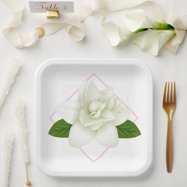 Assiettes en papier-Gardénia  (Mariage)