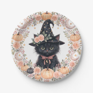 Assiettes en papier Halloween Chat Noir Mignon
