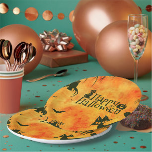 Assiettes en papier Happy Halloween Party Citrouil