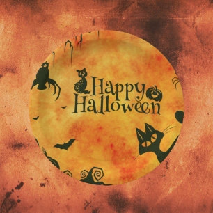 Assiettes en papier Happy Halloween pour fête