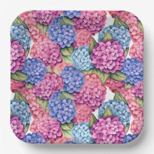 Assiettes en papier Hortensia rose, Floral Botaniq