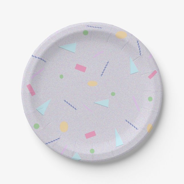 Assiettes en papier imprimé violet pâle des années (Devant)