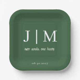 Assiettes en papier jetables de mariage vert chass