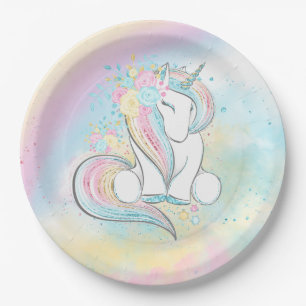 Assiettes en papier Licorne Baby Shower