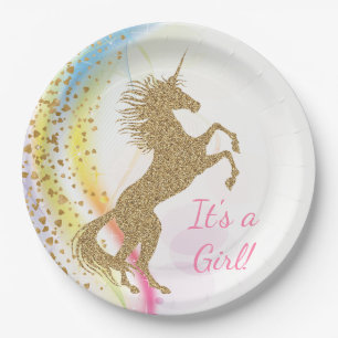 Assiettes en papier Licorne Baby Shower