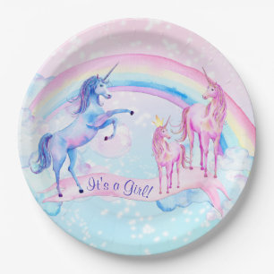 Assiettes en papier Licorne pastel pour Baby Showe