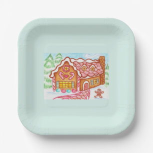 Assiettes en papier Maison en pain d'épices 