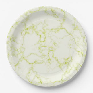 Assiettes en papier Marbre Vert Blanc
