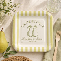Assiettes en Papier Mariage Thème Poire Parfaite