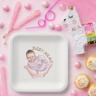 Assiettes en papier minimales pour la bienvenue de