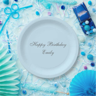 Assiettes en papier minimalistes Baby Blue pour fê