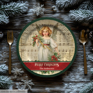 Assiettes en papier Monogramme Anges de Noël Vinta