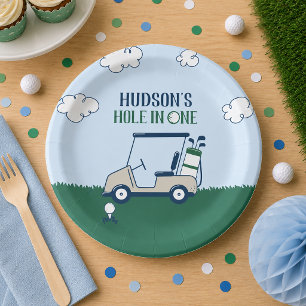 Assiettes en papier motif golf Hole in One