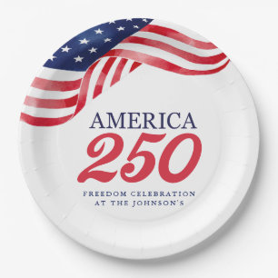 Assiettes en papier patriotiques America 250 4 j