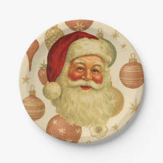 Assiettes en papier Père Noël vintage