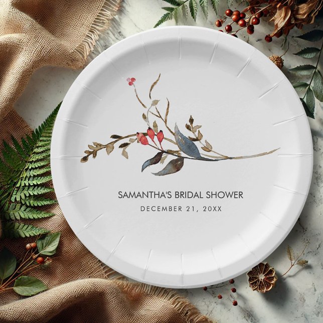 Assiettes en papier personnalisées pour douche de  (Rustic personalized paper plates for fall autumn and thanksgiving bridal showers)