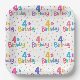 Assiettes en papier pour 4ème anniversaire, Quatri