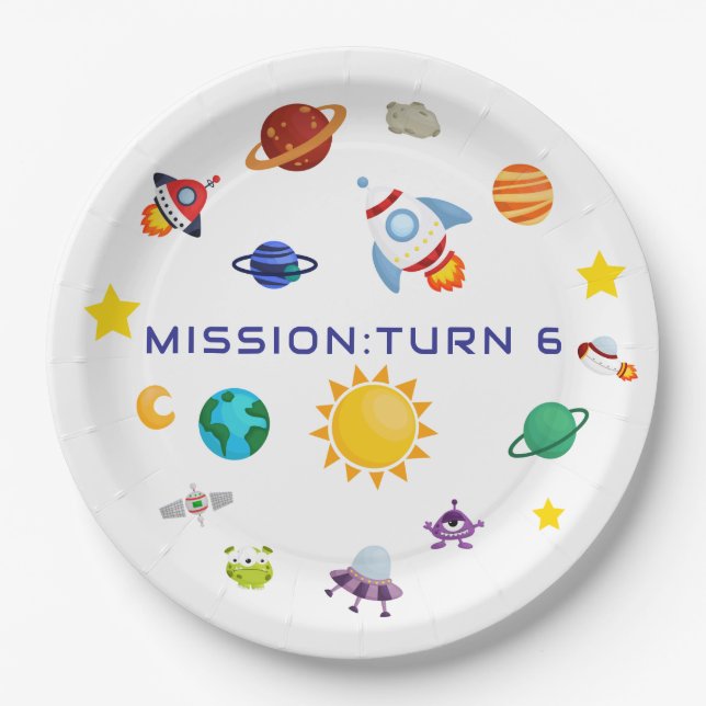 Assiettes en papier pour anniversaire d'astronaute (Devant)