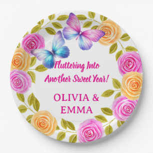 Assiettes en papier pour anniversaire papillon jum