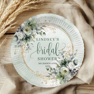 Assiettes en papier pour Baby Shower botanique aqu