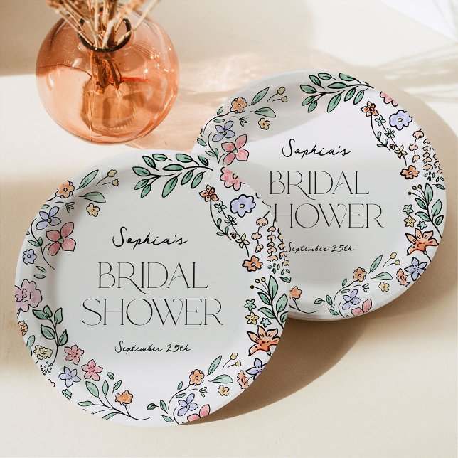 Assiettes en papier pour Baby Shower botanique col (Créateur téléchargé)