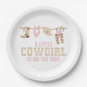 Assiettes en papier pour Baby Shower Cowgirl occid
