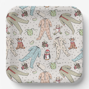Assiettes en papier pour Baby Shower de Noël Pyjam