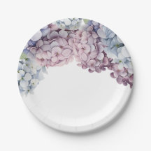 Assiettes en papier pour Baby Shower Hortensia