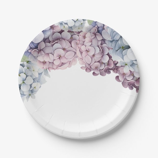 Assiettes en papier pour Baby Shower Hortensia (Devant)