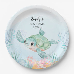 Assiettes en papier pour Baby Shower Tortue de Mer