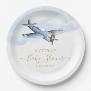 Assiettes en papier pour Baby Shower Vintage Avion