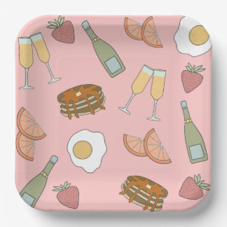 Assiettes en papier pour brunch et champagne pétil