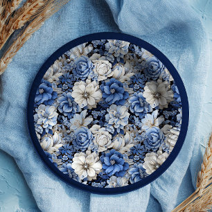 Assiettes en papier pour fête à motif floral blanc