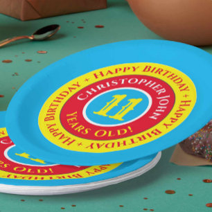 Assiettes en papier pour fête d'anniversaire de 11